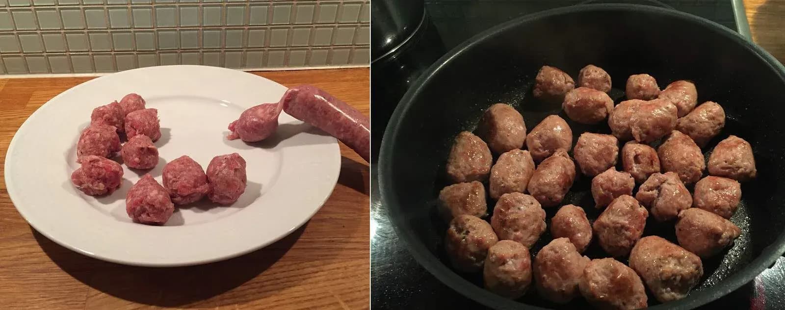 Rå korv blir köttbullar